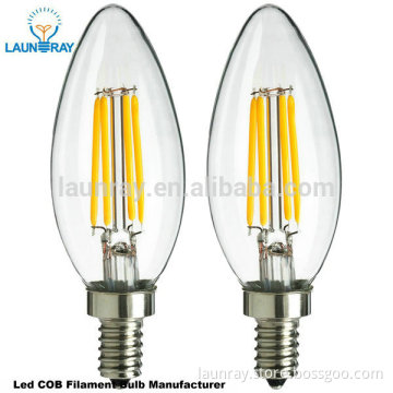 UL listed 2W 4W candle E12 E14 Led filament 2W 4W candle lamp warm white dimmable candle bulb
